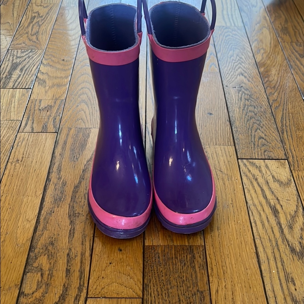 Vibrant Purple and Pink Ankle Rain Boots